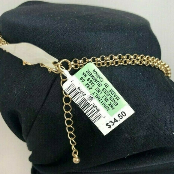 INC MULTI Gold Pink Orange Bead Chain Necklace NWT - Picture 2 of 7